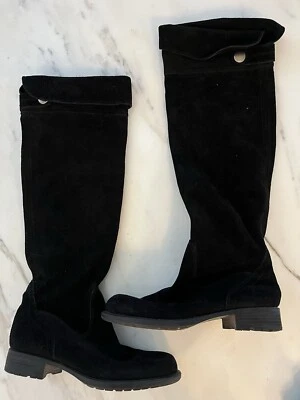 Franco Sarto Botas de Montar Gamuza Negras Cuero Alto 6.5 Piso Exhibición Dinero Antiguo Foto 1 de 4