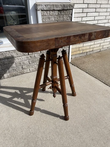 VINTAGE ANTIQUE 4 LEGGED WALNUT EASTLAKE END TABLE STAND W/ INLAY Cover