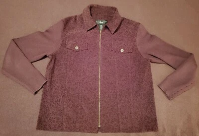 Norton Studio Petites Brown Floral Design Soft Shell Full Zip Jacket Womens 10P - Image 1 of 4