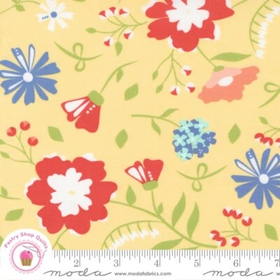 Moda SUNWASHED 29160 16 YELLOW Coral Floral COREY YODER Quilt Fabric - Image 1 of 4