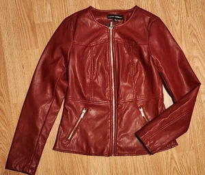 Catherine Malandrino Size XS Red Faux Leather Lined Zip-up Jacket Biker - Picture 1 of 3