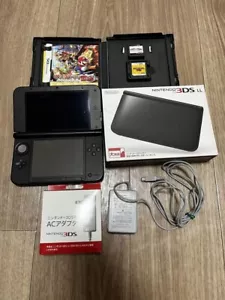 3DS LL schwarze Konsole Nintendo japanische Ver. Im Karton mit Mario Kart DS & Mario Pa - Bild 1 von 9