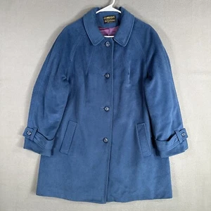 Wellington Coat Women XL Blue Celanese Arnel Triacetate Button Front Made In USA - Picture 1 of 15