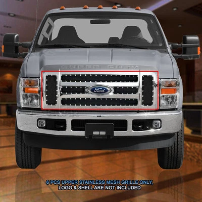 Fedar Fits 08-10 Ford F250 F350 Black Upper Rivet Mesh Rivet Grille Grill - Изображение 1 из 4