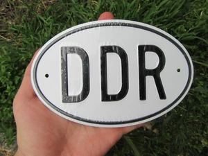 NEW VTG DDR RARE SMALL MINI LICENSE PLATE MOTORCYCLE EAST GERMAN OVAL VEHICLE - Picture 1 of 5