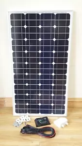 MOTORHOME CARAVAN BOAT 80W WATTS 12V SOLAR PANEL PV FULL KIT QUALITY VAT RECEIPT - Picture 1 of 1