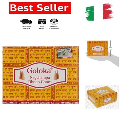 GOLOKA NAGCHAMPA X Boxes = 120 Coni, Incenso, 10 Pezzi Confezione da 12, Marr... - Immagine 1 di 4