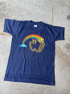 VTG 80s 70s Kids Rainbow Transfer New York Tee T Shirt M 10-12 Screen Stars - Picture 1 of 7