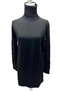 Suéter de cuello alto Lafayette 148 para mujer S negro lana merino túnica larga minivestido - Imagen 1 de 7
