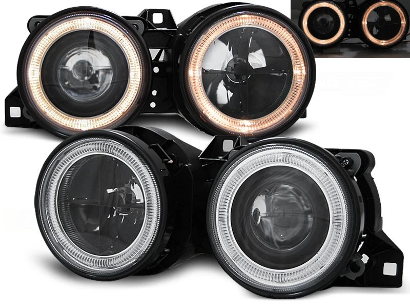 headlights for BMW E30 1982 1983 1984 1985 1986-1994 angel eyes black LHD RHD - Image 1 of 1