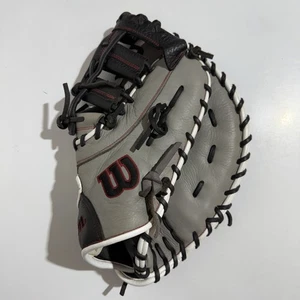 Wilson A1000 1620 12.5" First Base Mitt Glove Right Hand Thrower Gray Black Red - Picture 1 of 10