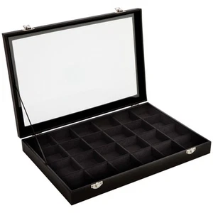 Black Jewelry Display Tray with Velvet Lining for Rings, Stones, 14 x 9.5 x 2 In - Picture 1 of 10