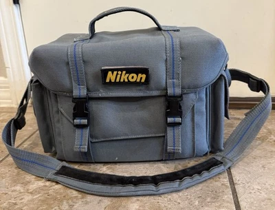 Bolsa para cámara Nikon de colección almacenamiento de fotografía gris bolsillos acolchados divisores 12x7x8 Foto 1 de 4