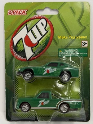 7 Up 2 Car Set 1/64 Datsun Ford Ranger Golden Wheel Diecast Green Released 2007 - Image 1 of 4