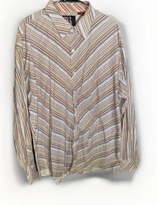 VTG Y2K Brooklyn Xpress Button Down Shirt Men’s 3XL Orange Stripe Hip Hop 90s - Image 1 of 4