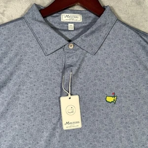 Masters Peter Millar Polo Shirt Mens XXL Blue Floral Augusta Golf Performance - Picture 1 of 11