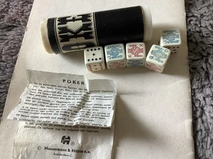 Vintage Set Of Poker Dice In Tube. Jumbo Hausemann & Hotte - Picture 1 of 9