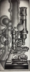 CAROL WAX Signed MEZZOTINT Limited Edition MICROSCOPE Numbered 17 of 35 S/N - Picture 1 of 14