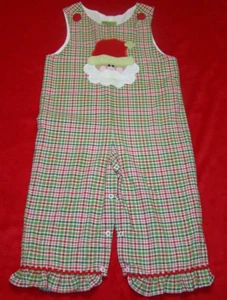 Stellybelly Girls Size 2T Embroidered Santa Plaid One Piece Romper Christmas - Picture 1 of 5