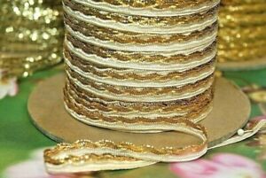 1/4" Gold Ivory Wave Edge Trim Bridal Costume Craft Ric Rack Vintage 5 yards