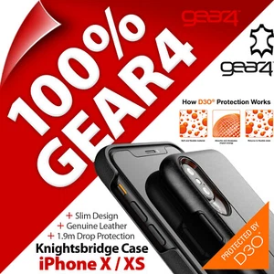 Gear4 Knightsbridge GENUINE LEATHER / D3O Case Cover for Apple iPhone X / XS - Picture 1 of 12