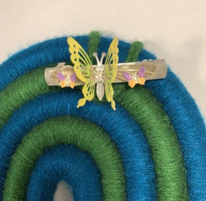90s Vintage Large Moving Fluttering Wings Butterfly Hair French Clip Silver Clip - Picture 1 of 2
