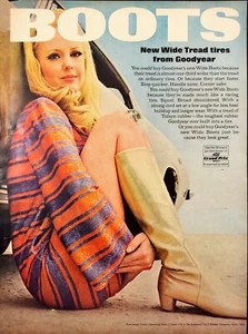 1967 Goodyear Tires Pretty Blonde Girl GoGo Boots Vintage 2 Page Print Ad - Picture 1 of 7