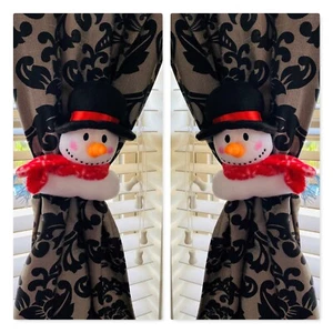 Christmas Home Décor Snowmen Windows Curtain Buckle Holder Fastener Tieback 2pc - Picture 1 of 12