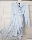 Bardot Junior Girl's Winona Light Blue Long Sleeve Wrap Dress Size 14 