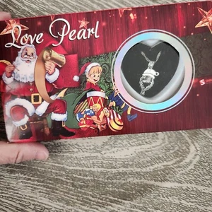 Love Pearl oyster silver tone necklace santa head cage pendant. N1 - Picture 1 of 3