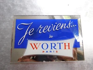 VINTAGE COLLECTABLE WORTH JE REVIENS ADVERTISING MIRROR - Picture 1 of 3