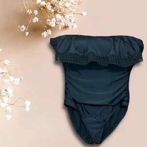 Costume da bagno unico pezzo all'uncinetto nuovo con etichette, XL (16-18), nero, nylon/spandex ($40) - Foto 1 di 5