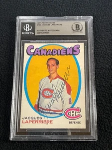 Jacques Laperriere Signed 1971-72 O-Pee-Chee Card #144 Montreal Canadiens HOF - Picture 1 of 2
