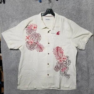 TOMMY BAHAMA Washington State Cougars WSU 100% Silk Hawaiian Shirt Sz XXL - Picture 1 of 10