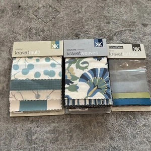 Kravet Upholstery Fabric Sample Book Scraps Embroidered Printed Crafts x3 Quilt - Picture 1 of 24