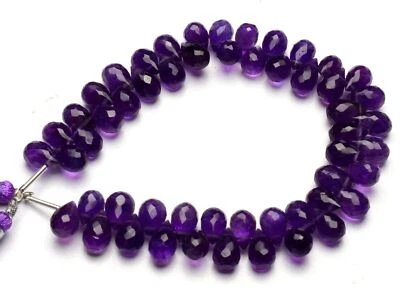 Gema Natural Brasil Amatista 10x6mm Tamaño Facetado Forma Lágrima Briolette 9" AA Foto 1 de 4