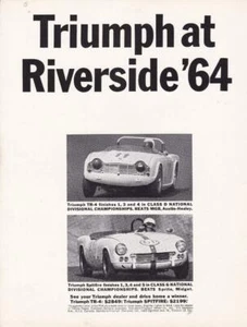 Triumph TR-4 1965 original y Spitfire WINS anuncio/SCCA escorrentías Riverside 1964 - Imagen 1 de 1
