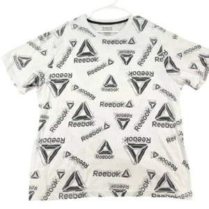 Reebok Graphic Print T-Shirt All Over Logo Tee Casual Top 2XL - Picture 1 of 6