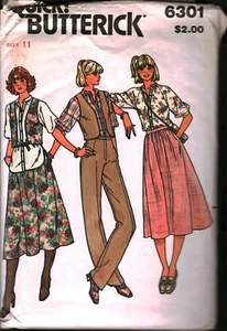 6301 Vintage Butterick Nähmuster Mädchen Weste Bluse Rock Hose schnell OOP 11 - Bild 1 von 2