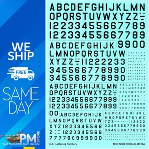 Techmod 48818 1/48 U.S. Buchstaben & Zahlen in schwarz für Flugzeug Nassaufkleber - Bild 1 von 5