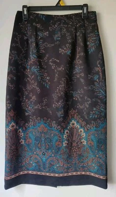 Falda midi para mujer BRIGGS NEW YORK Petite verde azulado/negro/marrón talla 18P Foto 1 de 3