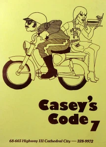 Vintage Police Themed Restaurant Menu Casey's Code 7 Cathedral City CA 1970s - Picture 1 of 6