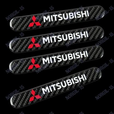 4pcs MITSUBISHI Carbon Car Trunk Side Fenders Door Badge Scratch Guard Sticker - Image 1 of 3