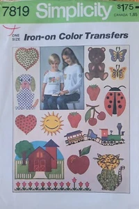 Simplicity Pattern 7819 various iron on patterns/liftables For Children Uncut - Picture 1 of 2