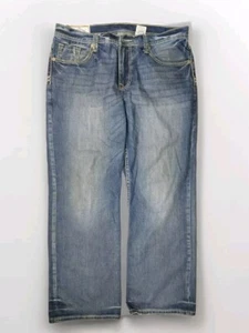 John B Stetson Jeans Mens 38x30 1312 Modern Straight Leg Denim Western Whiskered - Picture 1 of 14