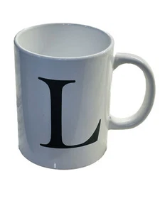 Royal Norfolk White Ceramic Personalized Letter L Coffee Mug 16 oz - Picture 1 of 9
