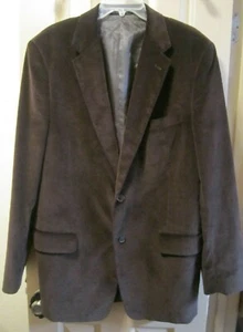 SZ 44L CLUB ROOM MACYS MENS BROWN 2 BUTTON CORDUROY BLAZER SPORT COAT, LINED EUC - Picture 1 of 8