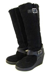 Tory Burch hohe schwarze Damenstiefel aus Wildleder mit Schnalle Größe 8M - Bild 1 von 9