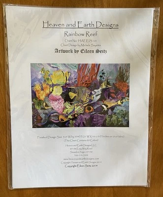 Rainbow Reef Heaven and Earth Designs cross stitch pattern HAEEIS101 Textile Art - Image 1 of 2
