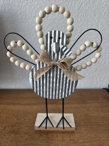 "Cuentas de madera de alambre de metal corrugado de pavo de caída mínima neutra borde de yute 13"" X 10""" - Imagen 1 de 6